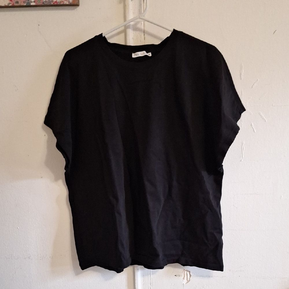 Zara Black Boxy Short Sleeve Tee